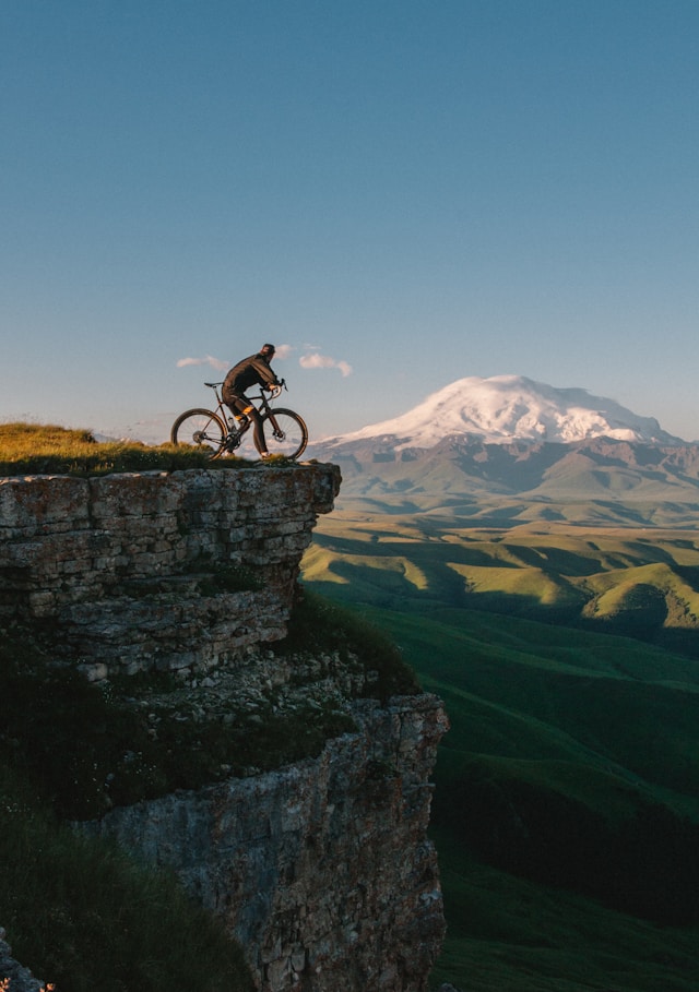 Mountain biking action shot